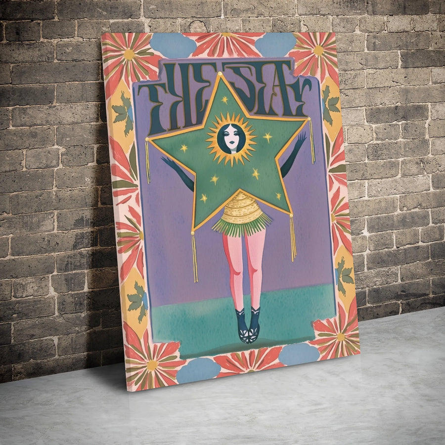 The Star Tarot Card Wall Art | Art Nouveau Esoteric Illustration | 1.25-Inch Gallery Wrap Canvas | Premium Witchy Home Decor Gift