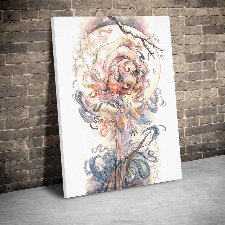 Mythical Fox Tree Spirit Canvas | Watercolor Fantasy Wall Art | Premium Gallery-Wrapped Print | Unique Forest Animal Decor Gift