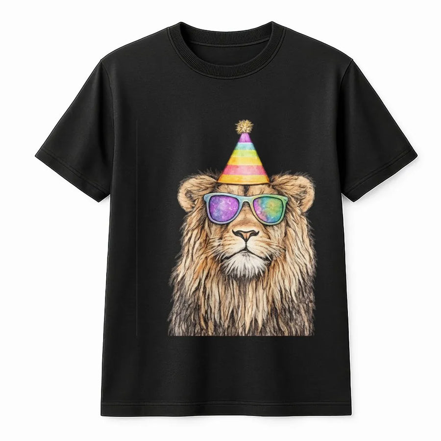 Lion Birthday T-Shirt | Funny Party Animal Design | 100% Cotton Premium Tee | Unique Graphic Gift for Men Women Kids