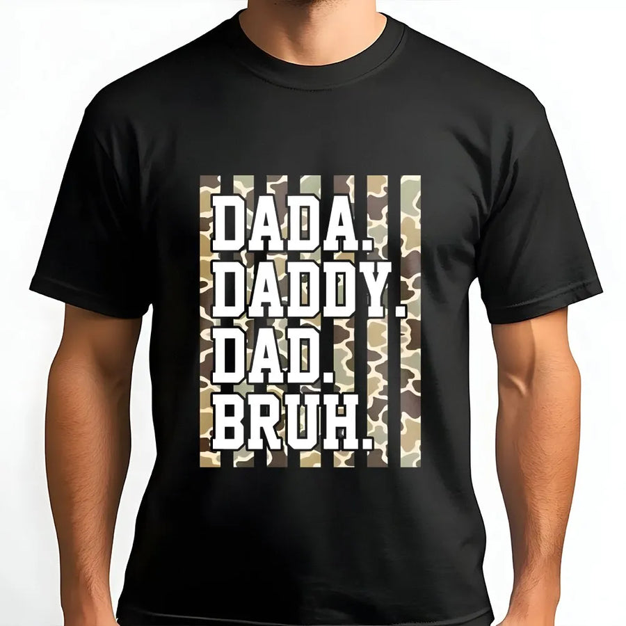 Dad Bruh T-Shirt | Camouflage Dad Quote Graphic | Premium Cotton Blend | Funny Father's Day Gift for Him