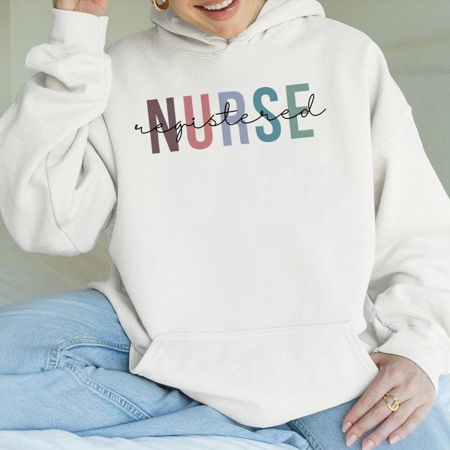 Registered Nurse Hoodie | Colorful Modern Typography Design | Premium Cotton-Polyester Blend | Ideal Graduation Gift for RN Nursing Student
