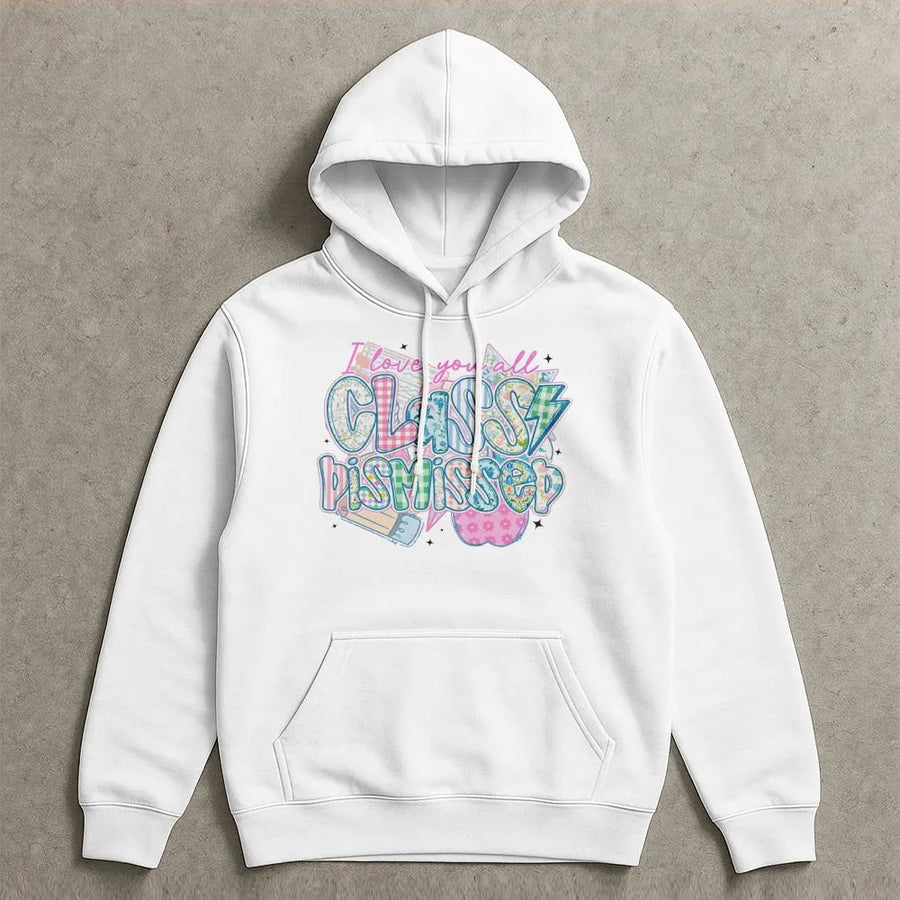 Last Day of School Teacher Hoodie | Retro Class Dismissed Graphic | Comfort Colors Cotton Tee | End of Year Gift for Educators