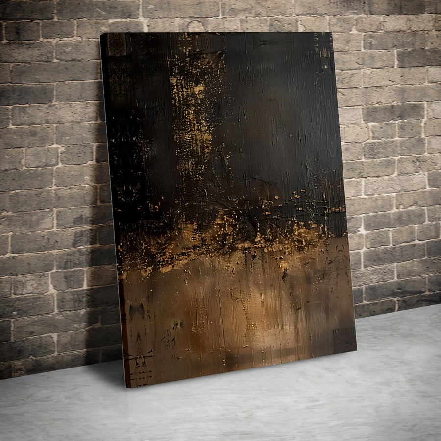 Black and Gold Abstract Canvas Wall Art | Textured Effect Wabi Sabi Painting Print | Premium Thick Gallery Wrap | Contemporary Home & Office Decor