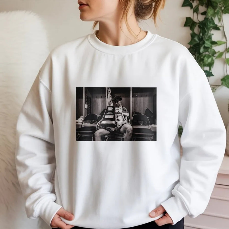 Basketball Champion Sweatshirt | Black And White Locker Room Photo | Premium Cotton Blend | Gift For Athletes And Basketball Fans