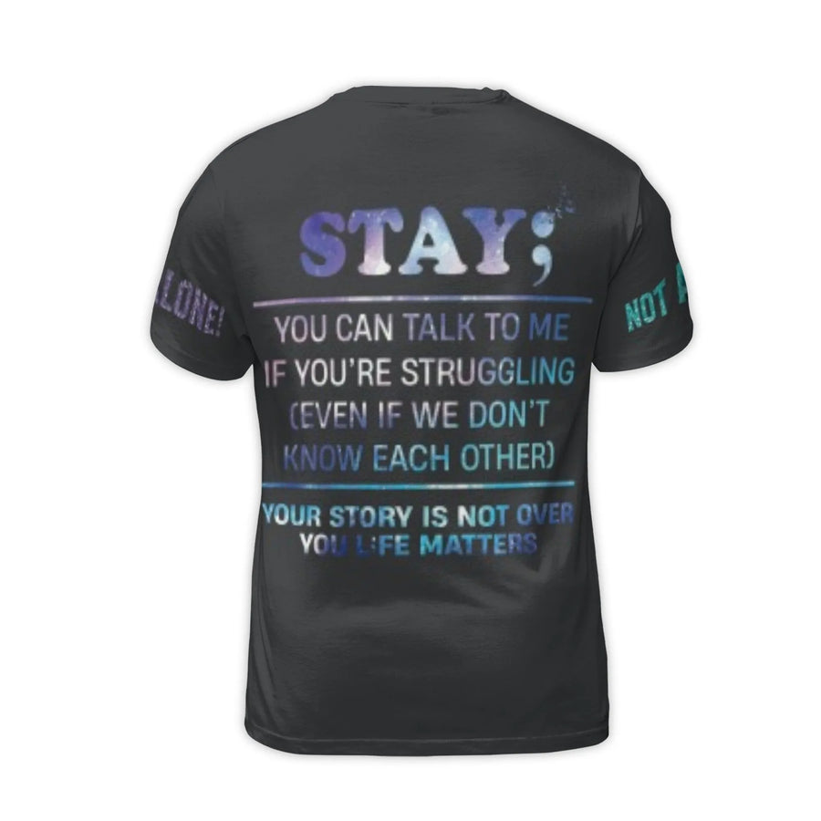 Suicide Awareness T-Shirt | Not Today Semicolon Ribbon Design | Premium 3D Jersey Fabric | Meaningful Mental Health Support Gift for Men and Women