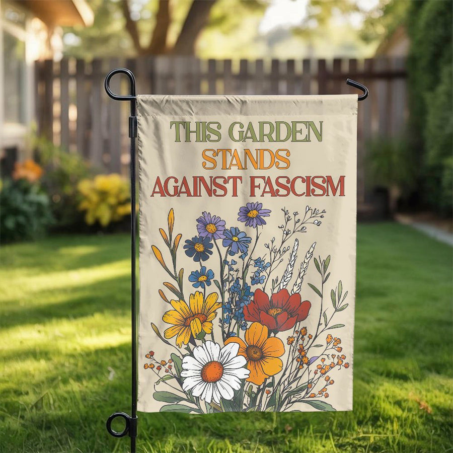 Anti-Fascist Garden Flag | Floral Resist Yard Banner | Weather-Resistant Polyester | Home Decor Gift