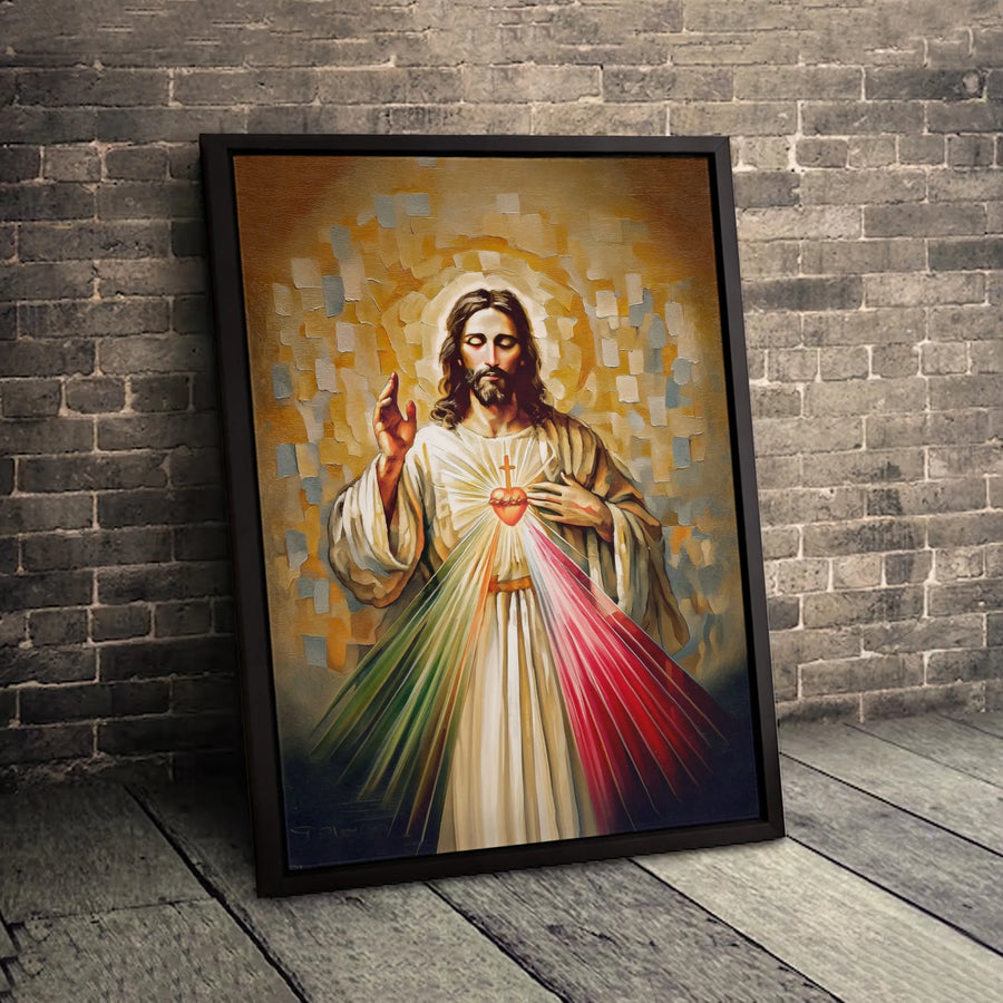 Divine Mercy Jesus Canvas | Sacred Heart Wall Art | Premium Gallery Wrapped Print | Religious Home Decor Gift