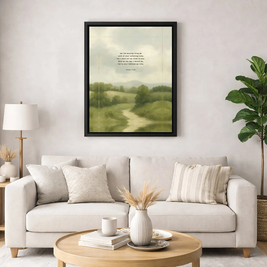 Psalm 143:8 Bible Verse Wall Art | Unfailing Love Landscape Scripture Print | Premium 1.25-Inch Gallery Canvas | Faith-Inspired Home Decor Gift