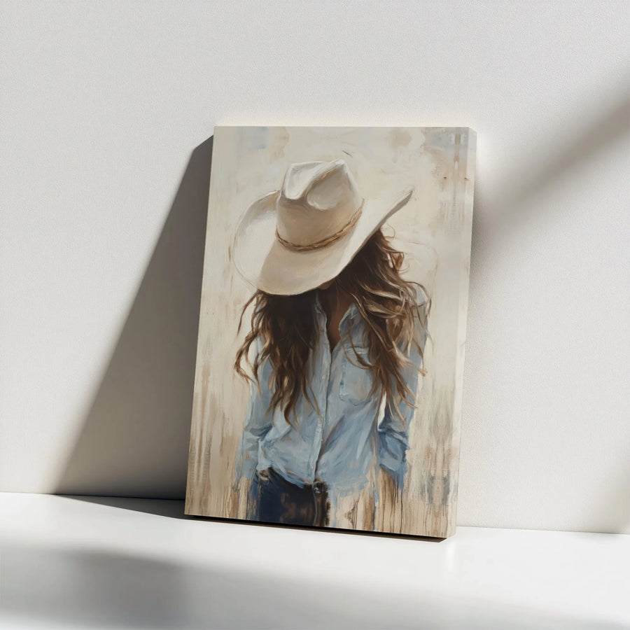 Cowgirl Wall Art | Western Oil Painting Style Canvas Print | Premium Gallery Wrapped Decor | Boho Rustic Farmhouse Gift for Her