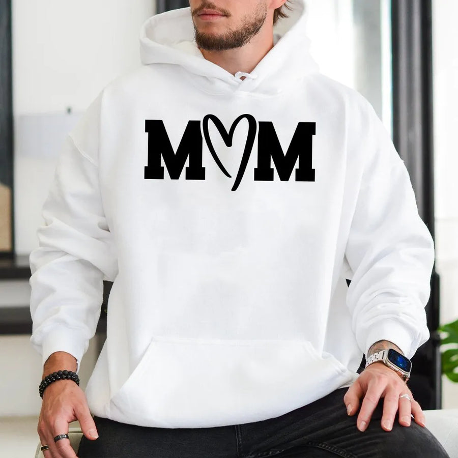 Mom Heart Hoodie | Minimalist Love Graphic Tee | Soft Cotton Unisex Top | Gift for Mothers Day from Son Daughter
