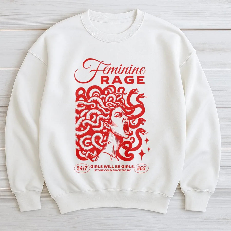 Feminine Rage Medusa Sweatshirt | Greek Mythology Graphic Tee | Premium Cotton Blend | Empowerment Gift For Women And Mythology Fans
