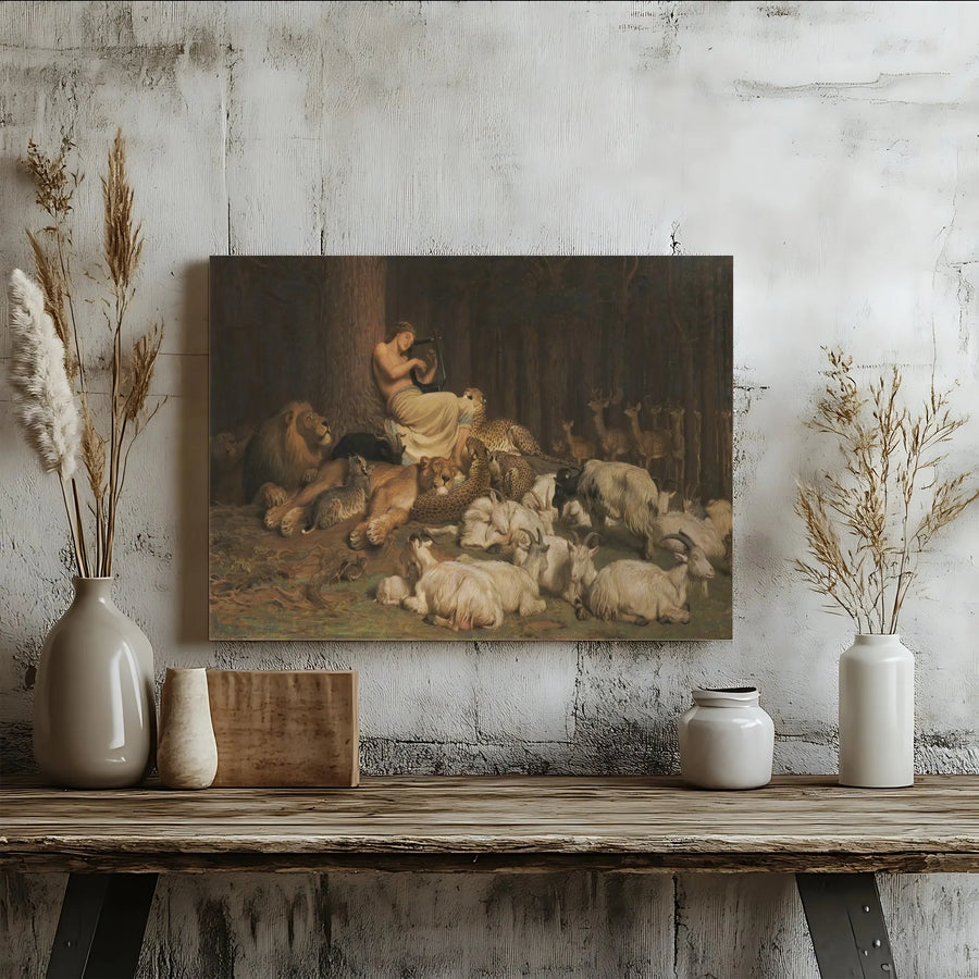 Mythological Wall Art Canvas Print | Orpheus with Animals Fine Art Reproduction | Premium Gallery Quality Canvas | Classic Home Decor Gift