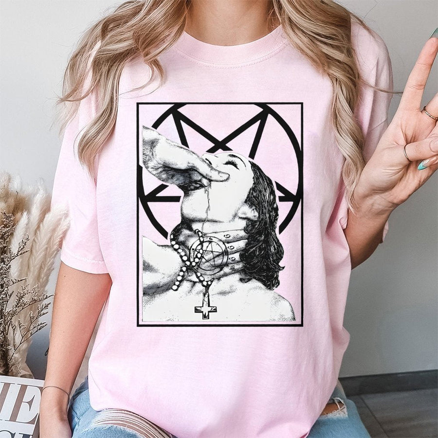 Occult Pentagram T-Shirt | Gothic Satanic Art Graphic Print | Premium Soft Cotton | Edgy Streetwear Gift For Metalheads