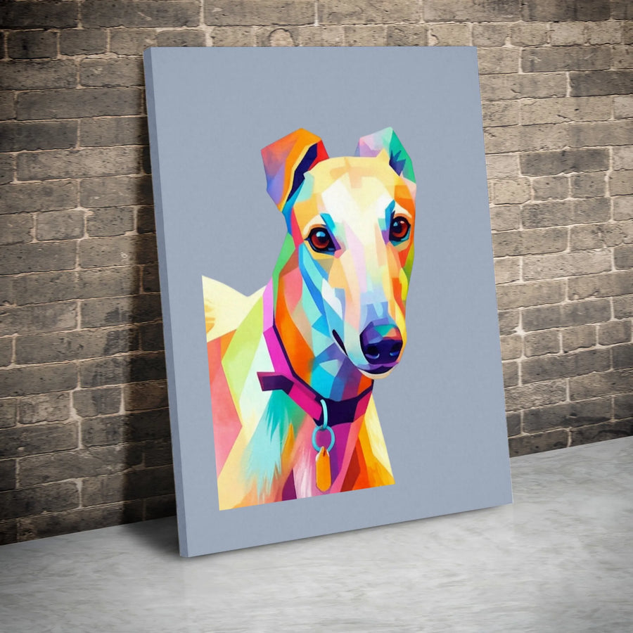 Greyhound Wall Art | Colorful Geometric Pop Art Portrait | Gallery Quality 1.25" Premium Canvas | Dog Lover Gift & Modern Home Decor