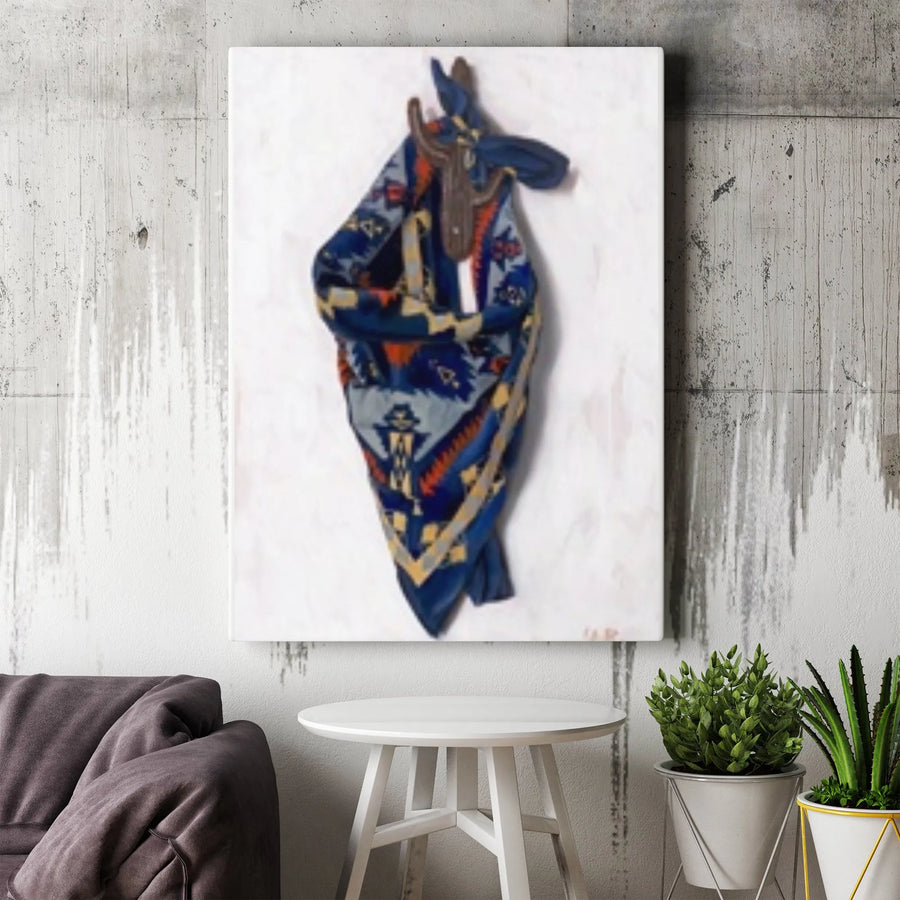 Southwestern Bandana Canvas Print | Rustic Cowboy Decor with Cactus Hook | Premium Gallery Wrap Canvas | Gift for Western Home Decor