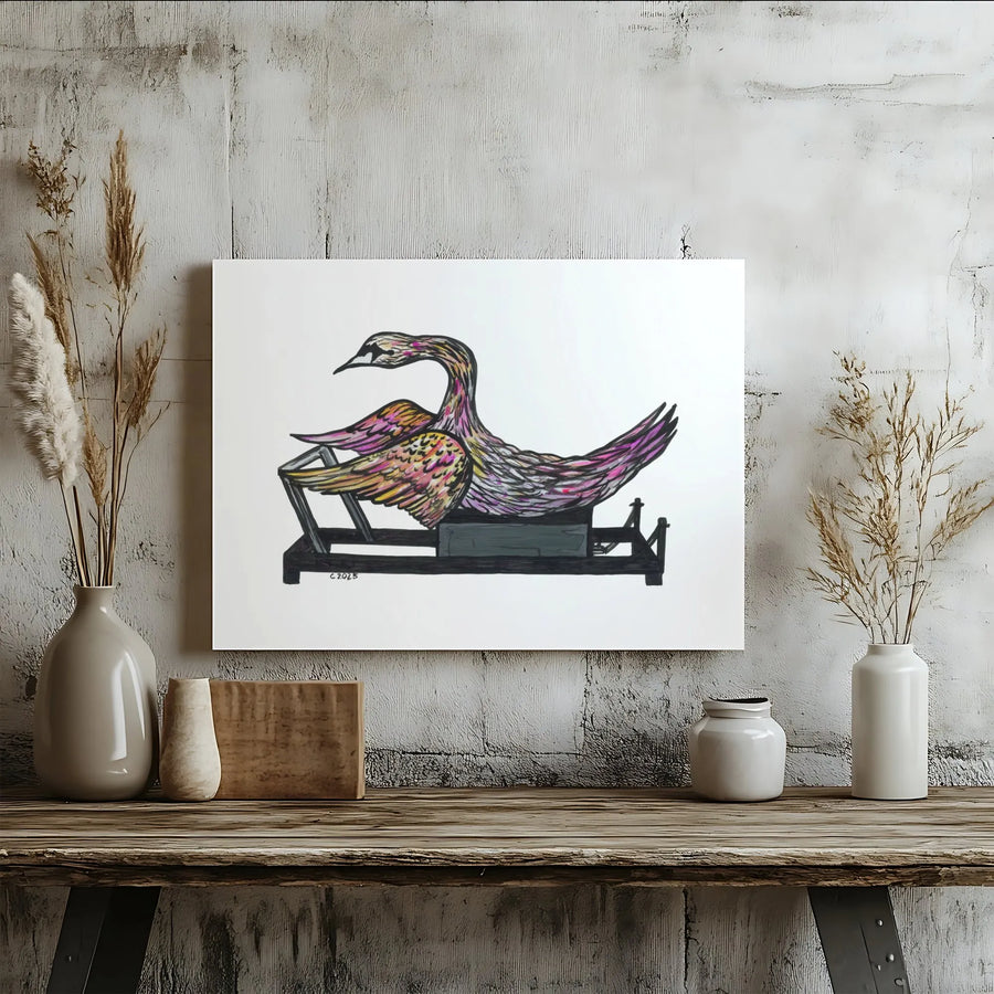 Abstract Swan Canvas Wall Art | Surreal Bird On Machinery Design | Premium Fade-Resistant Gallery Print | Unique Home Decor Gift