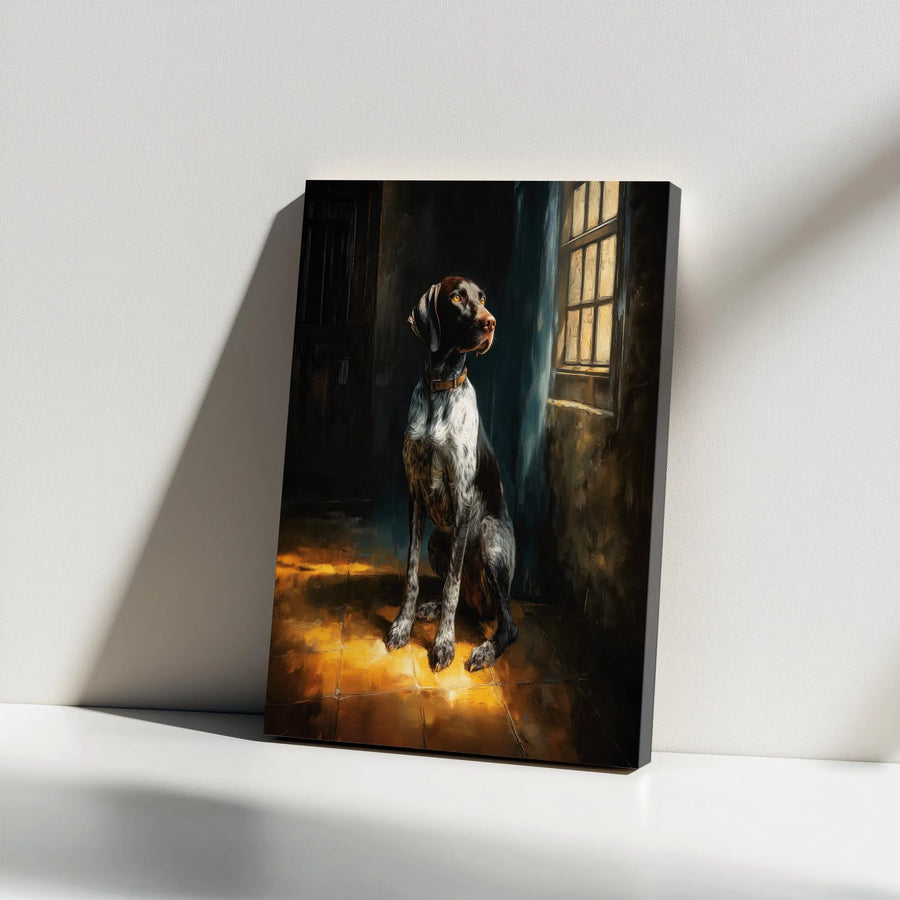 German Shorthaired Pointer Canvas Art | Vintage Oil Painting Style Dog Portrait | Premium Thick Gallery Wrap Canvas | Gift for GSP Owner & Hunter