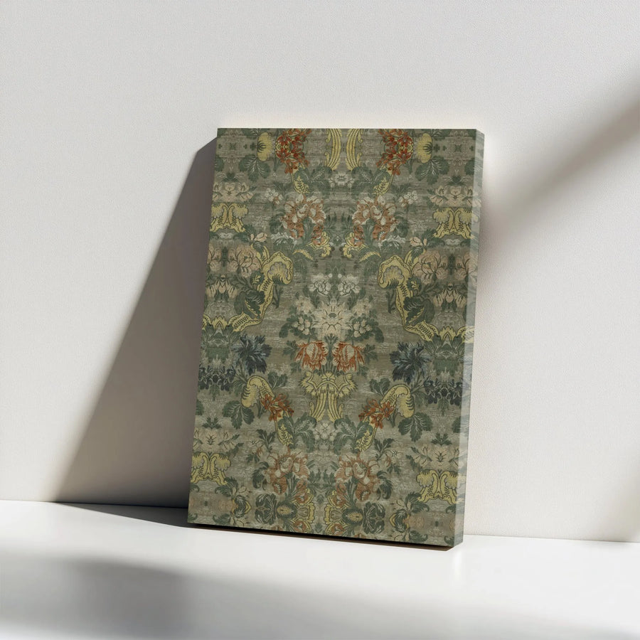 Vintage Tapestry Canvas Wall Art | Antique Floral Damask Pattern Print | Gallery-Wrapped Premium Canvas | Grandmillennial Home Decor Gift