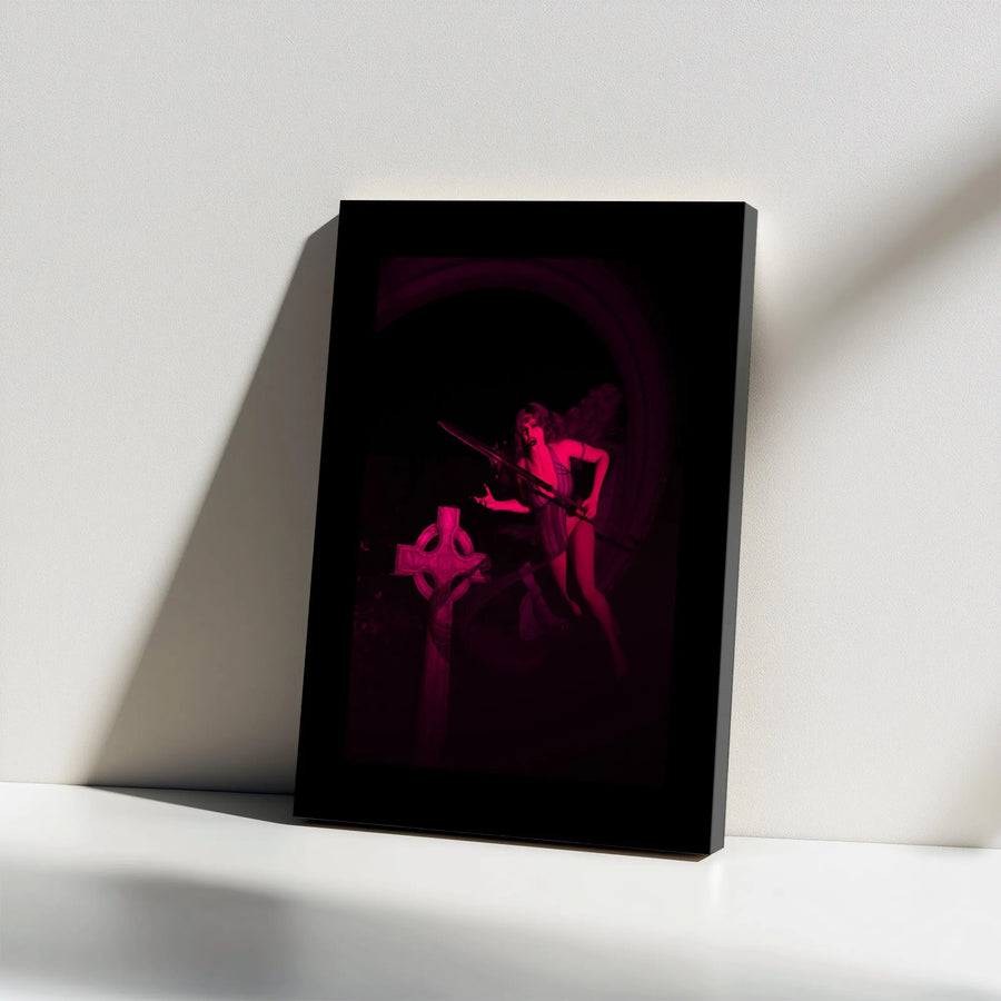 Gothic Vampire Canvas Wall Art | Dark Fantasy Female Warrior Print | Premium Gallery Wrapped Canvas | Gothic Home Decor Collector Gift