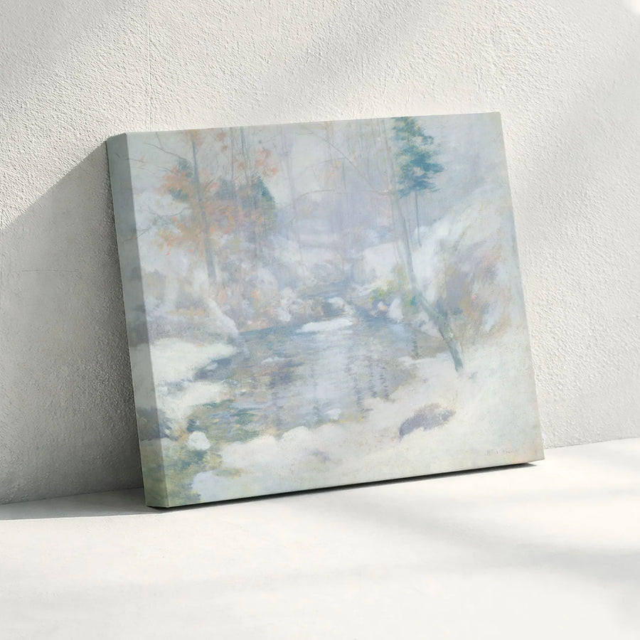 Winter Landscape Canvas Art | Impressionist Snowy Creek Painting | Premium Gallery-Quality Print | Classic Home Decor Gift