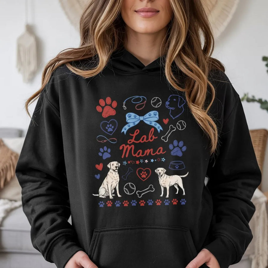 Lab Mama Hoodie | Cute Labrador Retriever Dog Graphic | Soft Unisex Pullover | Gift for Dog Lovers