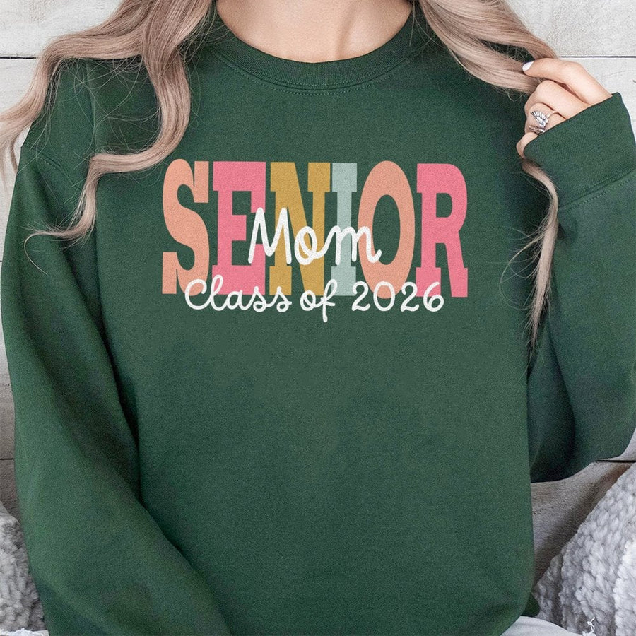 Senior Mom Sweatshirt Class of 2026 | Retro Varsity Graduation Gift | Cotton Blend Comfort Crewneck | Proud Parent Apparel for High School College