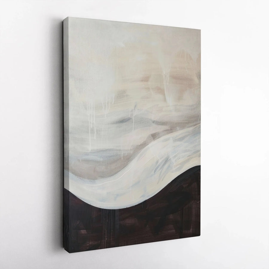 Abstract Canvas Wall Art | Neutral Rolling Waves Minimalist Print | Premium Gallery Wrap Decor | Modern Living Room Home Office Wall Hanging