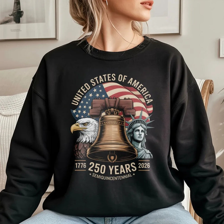USA 250th Anniversary Sweatshirt | 1776-2026 Semiquincentennial Graphic | Soft Cotton Blend Crewneck | Patriotic Collector's Gift for History Buffs
