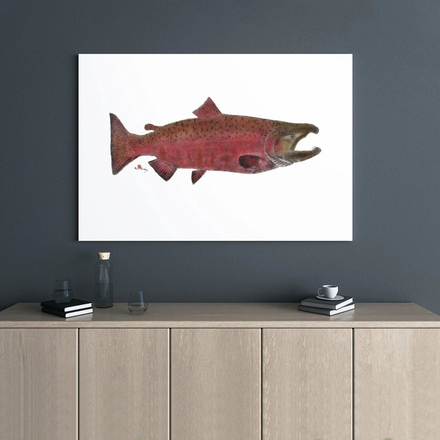 Spawning Salmon Fish Canvas Wall Art | Realistic Wildlife Nature Print | Premium 1.25" Gallery Wrap | Gift for Fisherman & Cabin Decor