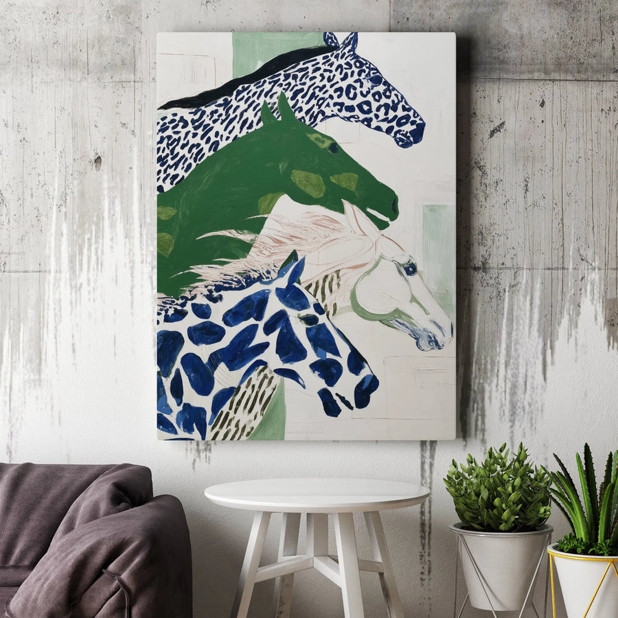 Abstract Horse Canvas Wall Art | Modern Equestrian Portrait with Animal Print | Premium Gallery Wrapped Canvas | Contemporary Home Decor Gift for Horse Lover