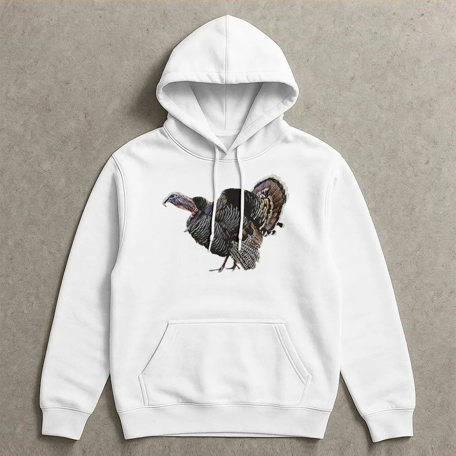 Wild Turkey Hoodie | Detailed Wildlife Nature Graphic | Soft Cotton-Polyester Blend | Perfect Thanksgiving Gift for Outdoor Enthusiasts