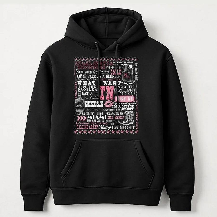 Country Music Song Lyrics Hoodie | Western Aesthetic Typography Design | Premium Soft Cotton Blend | Gift for Country Concert Fans & Music Lovers