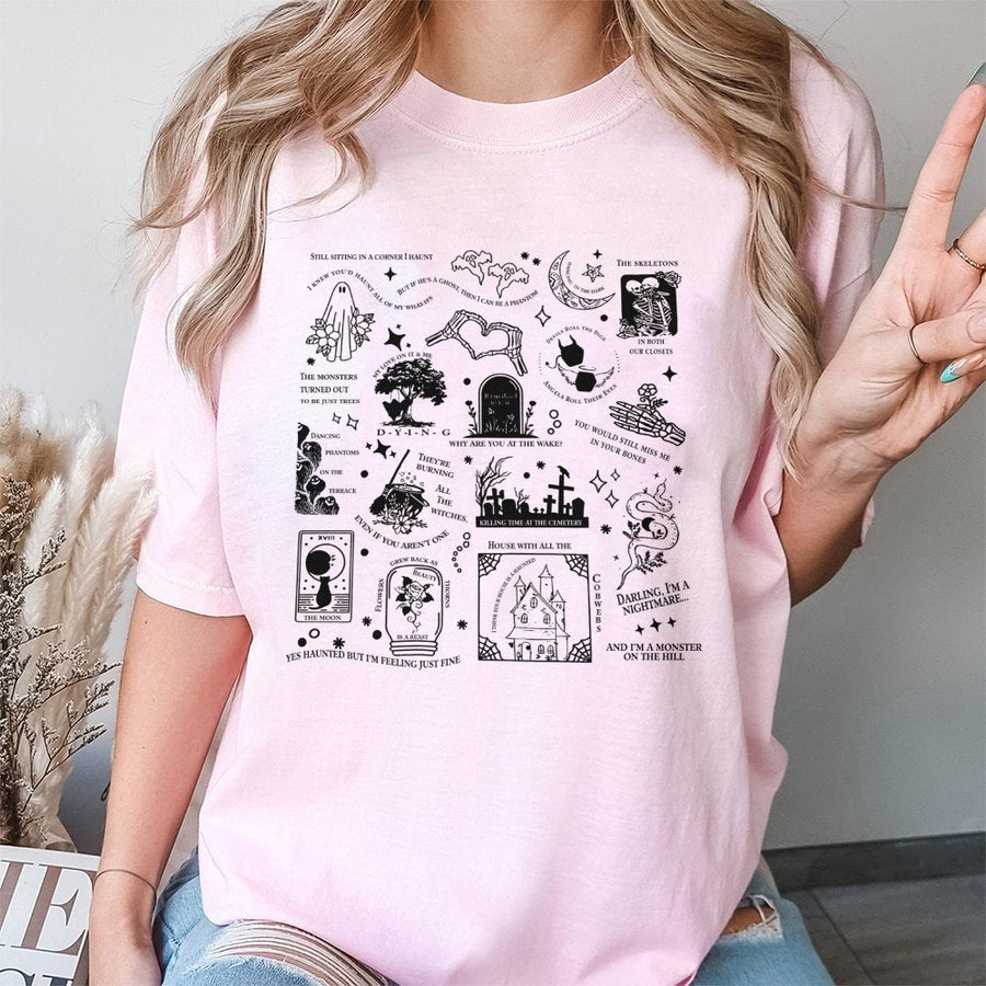 Spooky Ghost Aesthetic T-Shirt | Gothic Witchy Fall Graphic Tee | 100% Premium Cotton | Alt Fashion Gift For Halloween Lovers