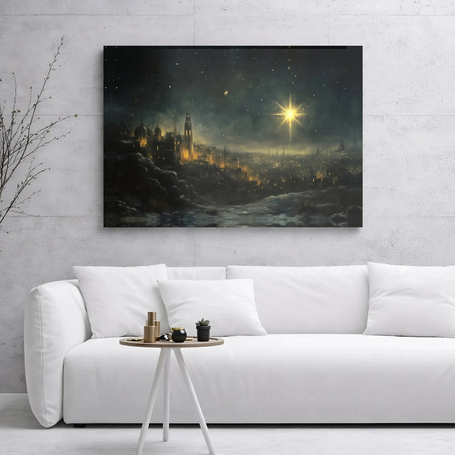 Star of Bethlehem Canvas Art | Nativity Christmas Wall Decor | Premium Gallery Wrapped Print | Religious Holiday Home Gift
