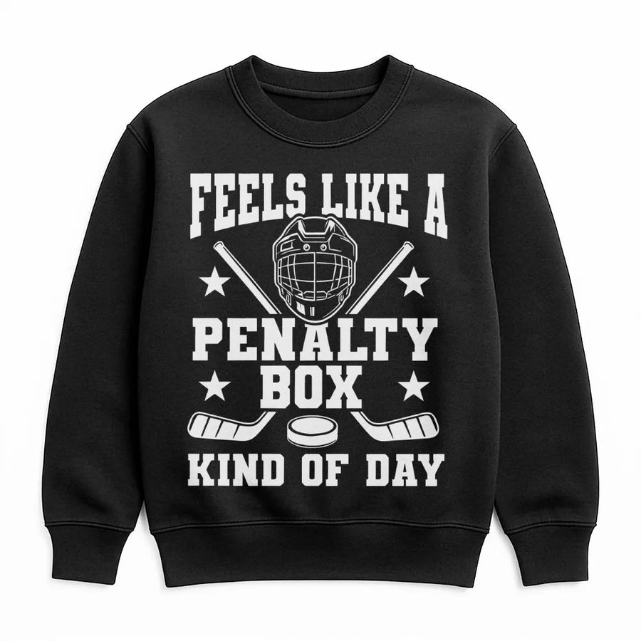 Feels Like A Penalty Box Kind Of Day Sweatshirt | Funny Hockey Graphic Hoodie | Premium Cotton Blend | Gift For Hockey Player And Sports Fan