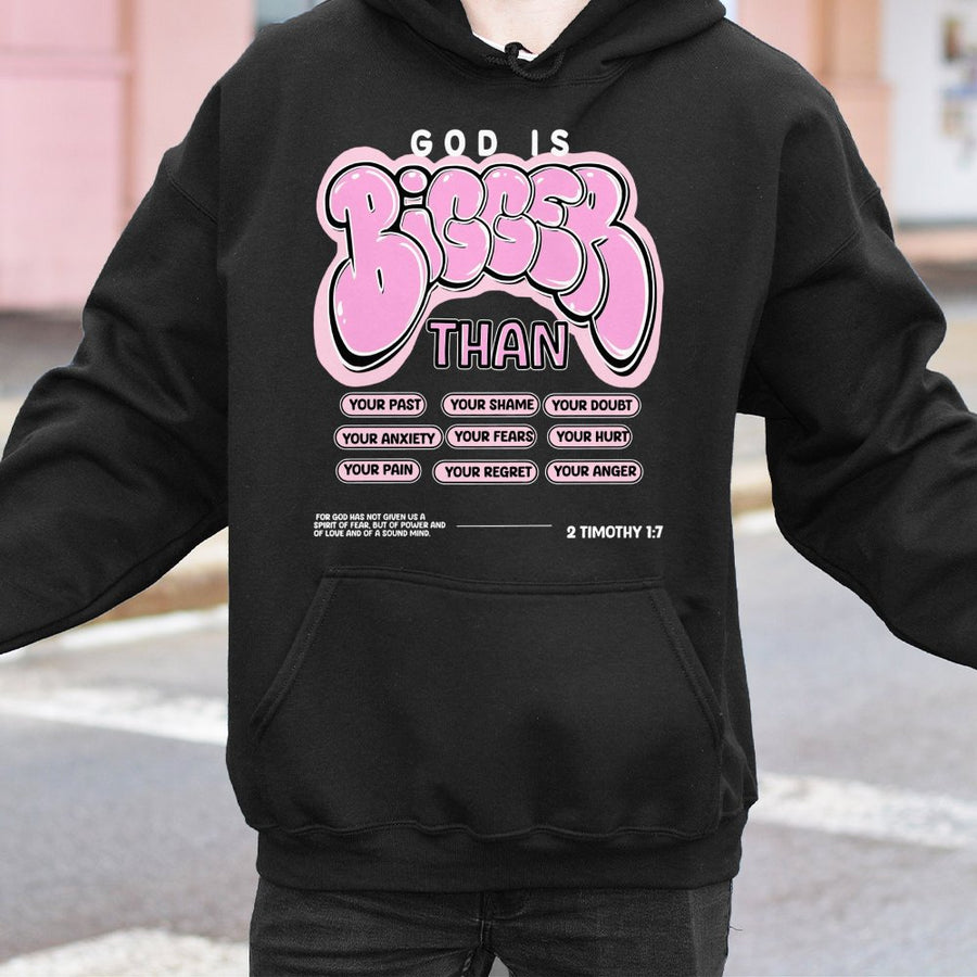 God Is Bigger Than Hoodie | Christian Scripture Bible Verse Graphic | Premium Cotton Blend | Gift For Men And Women
