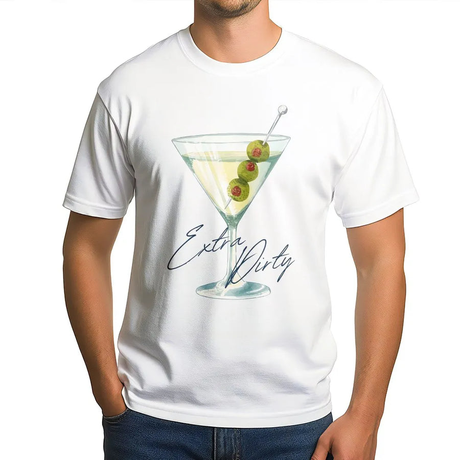 Dirty Martini T-Shirt | Preppy Extra Dirty Cocktail Graphic | Premium Cotton Blend Crewneck | Vintage Style Martini Lover Gift