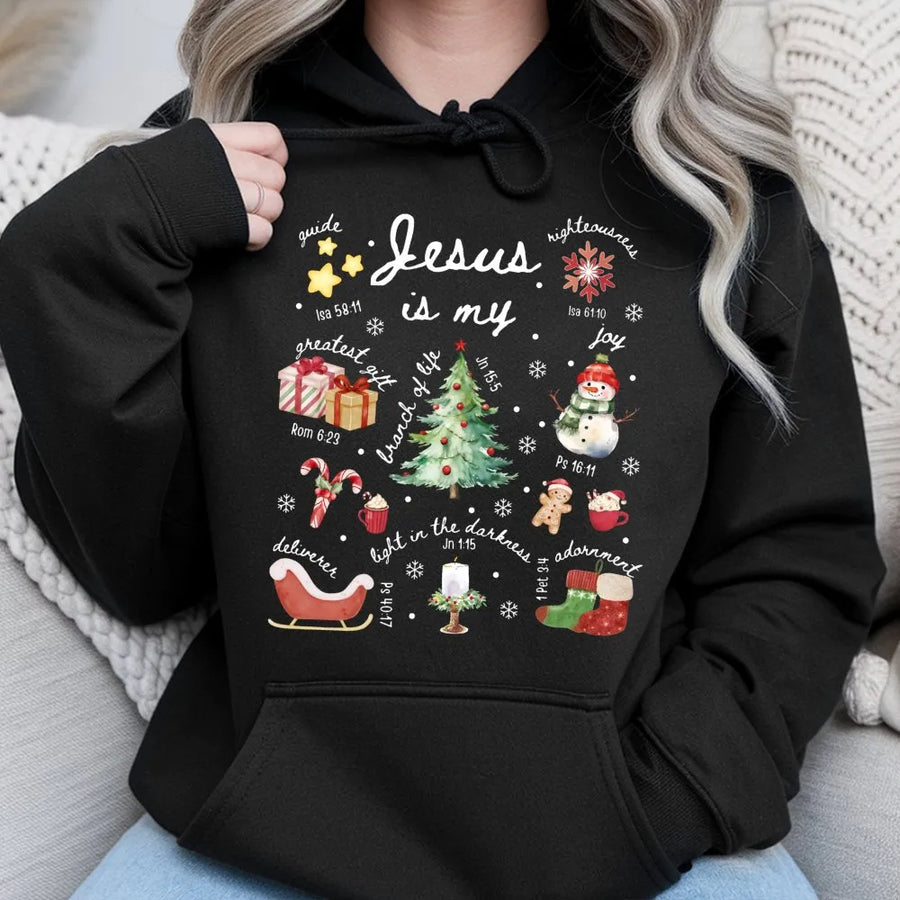 Jesus Is My Christmas Hoodie | Religious Bible Verse Graphic Sweatshirt | Premium Cotton Blend | Faith-Based Holiday Gift for Women and Men
