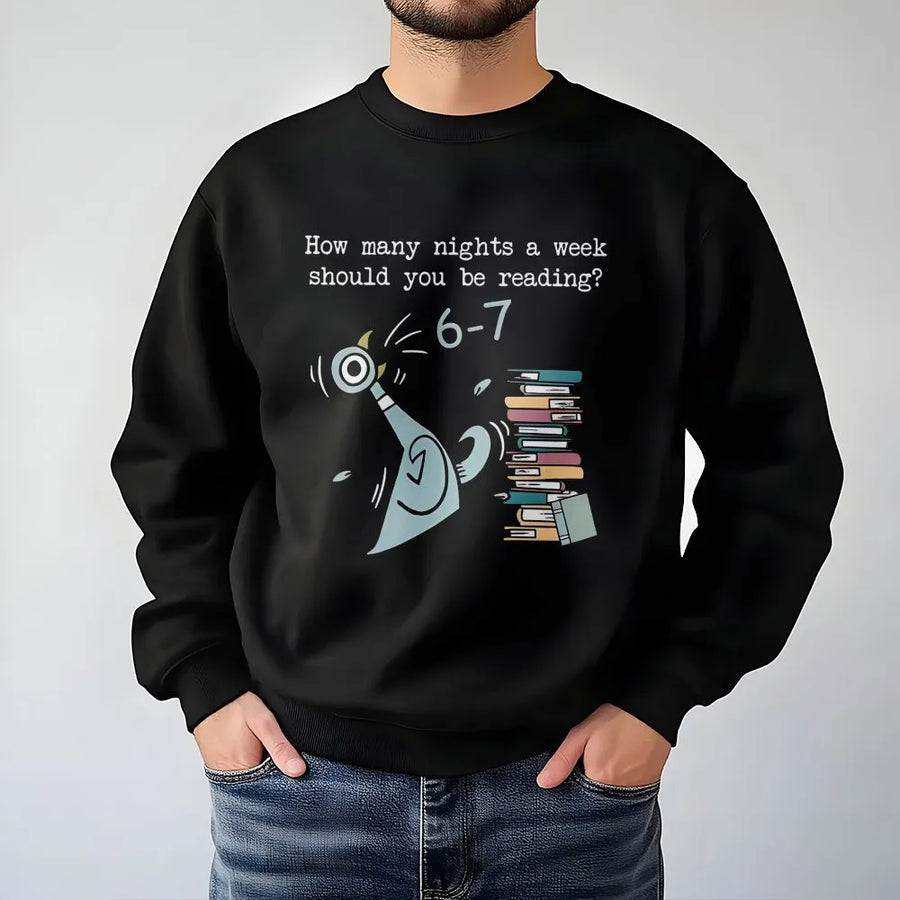 Reading Sweatshirt | Funny Pigeon Book Lover Graphic | Cozy Cotton Blend Crewneck | Teacher Librarian Gift Idea