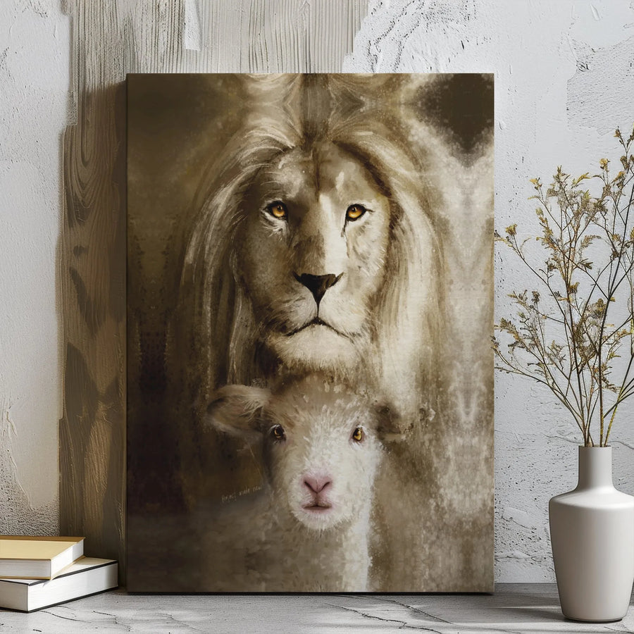 Lion And Lamb Wall Art | Christian Religious Canvas Print | Premium Gallery Wrap Decor | Inspirational Faith Gift For Home And Office