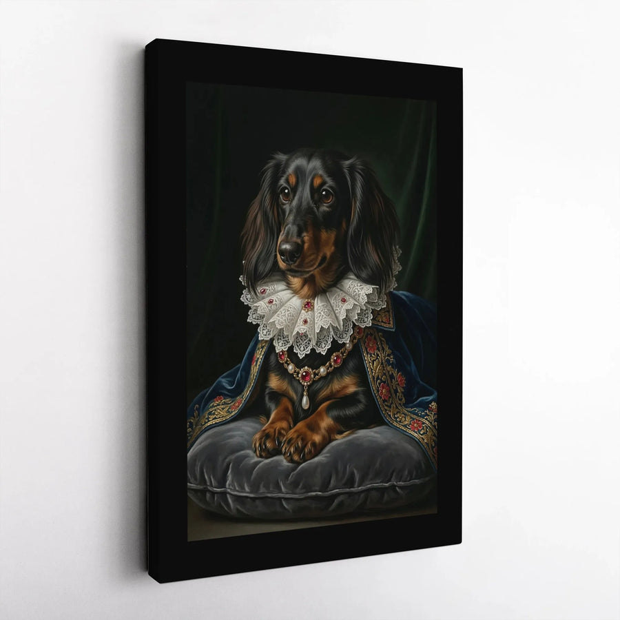 Royal Dachshund Canvas Wall Art | Renaissance Pet Portrait Painting | Premium Gallery Wrapped Canvas | Unique Gift for Dog Lover & Doxie Mom