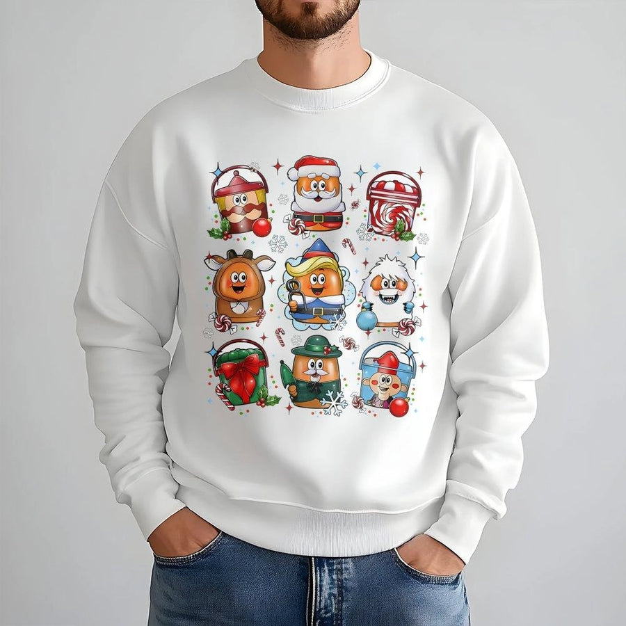 Christmas Chicken Nuggets Sweatshirt | Funny Festive Fast Food Graphic | Cotton-Poly Blend Crewneck | Holiday Gift for Foodies & Humor Lovers
