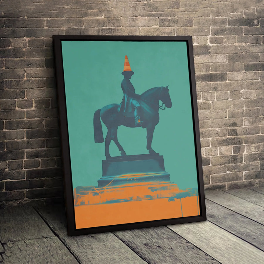 Glasgow Statue Art Print | Wellington Traffic Cone Street Style | Premium Gallery Canvas | Unique Urban Decor Gift for Modern Home