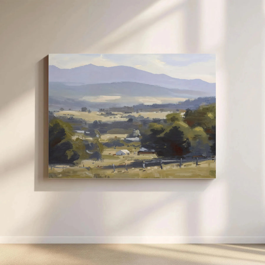 Impressionist Landscape Canvas Art | Painterly Rural Valley Scene | Gallery Wrapped Premium Print | Modern Farmhouse Living Room Decor Gift