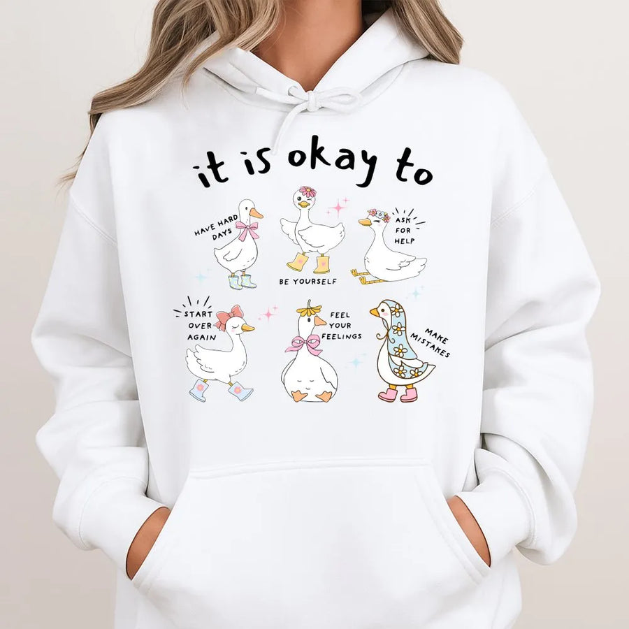 Motivational Goose Hoodie | Mental Health Awareness Aesthetic | Premium Soft Cotton Blend | Positive Affirmation Gift for Her
