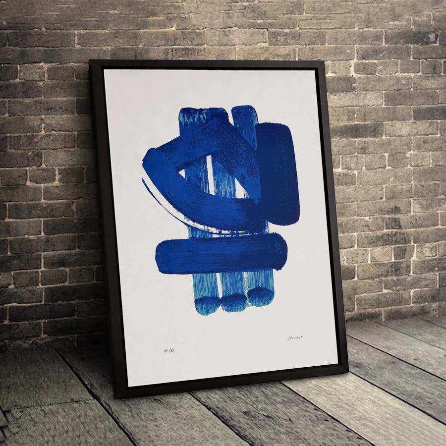 Abstract Blue Brushstroke Canvas Wall Art | Minimalist Modern Painting Print | Gallery-Quality 1.25 Inch Frame | Contemporary Home Decor Gift