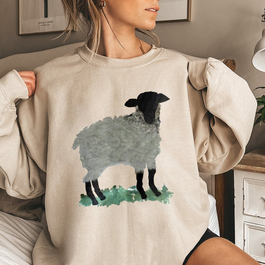 Lost Sheep Sweatshirt | He Left The 99 Watercolor Art | Premium Cotton Blend | Christian Religious Gift For Women And Men