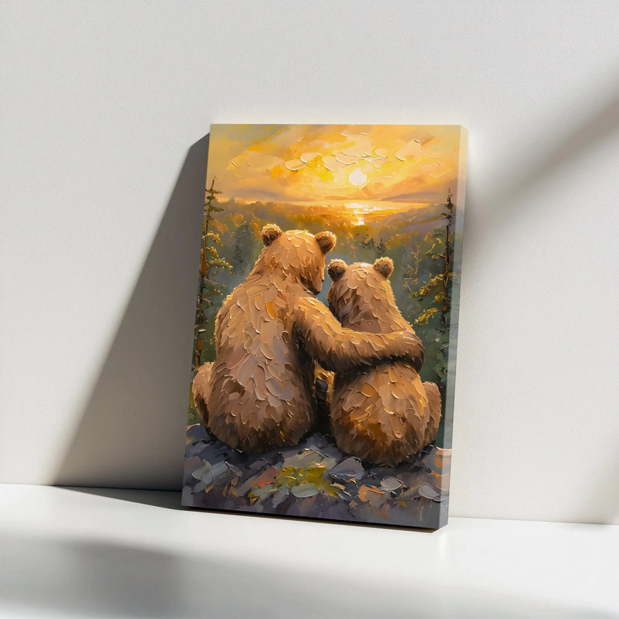 Bear Wall Art | Impressionist Sunset Forest Canvas Print | 1.25 Inch Gallery Wrap | Wildlife Nature Decor Gift for Animal Lovers