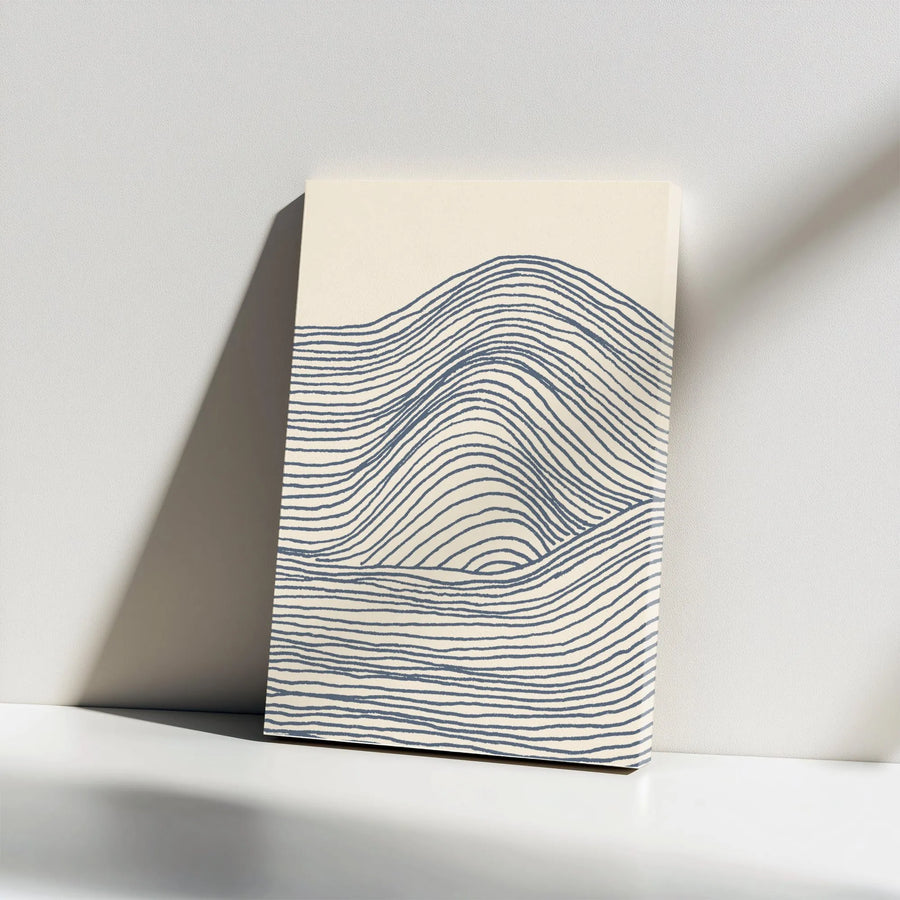 Minimalist Wave Line Art Vertical Canvas | Abstract Rolling Ocean Design | Premium 1.25" Thick Gallery Wrap | Modern Japandi Home Decor Gift