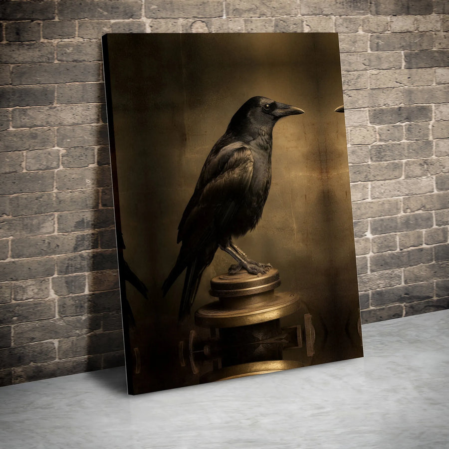 Gothic Raven Canvas Wall Art | Vintage Crow Illustration | Premium Canvas Print | Dark Academia Home Decor Gift